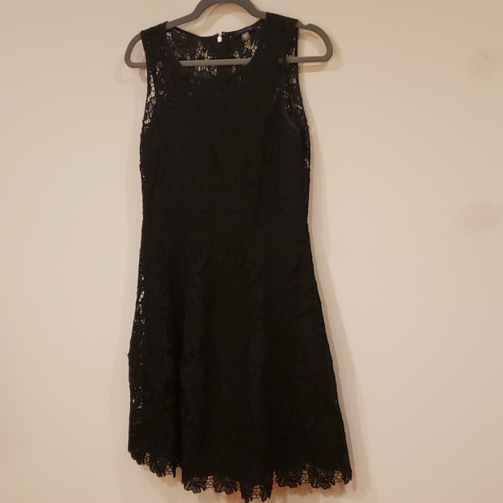 Black floral lace cocktail dress